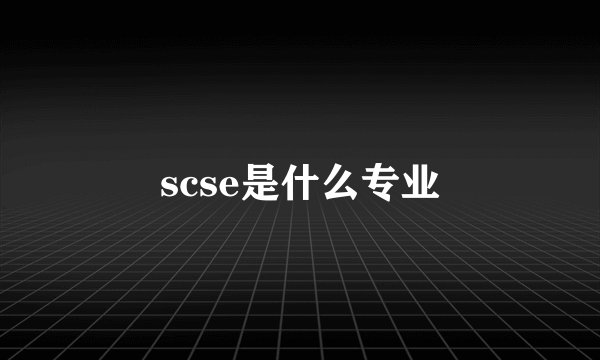 scse是什么专业