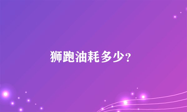 狮跑油耗多少?