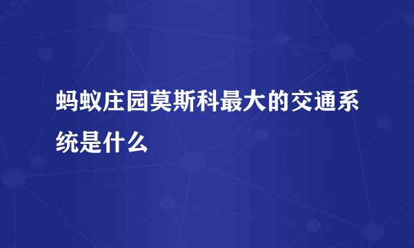 蚂蚁庄园莫斯科最大的交通系统是什么
