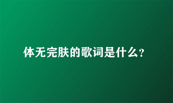 体无完肤的歌词是什么？