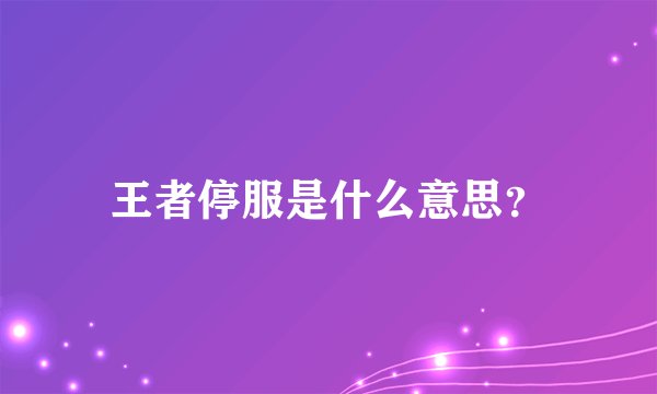 王者停服是什么意思？