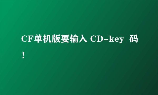 CF单机版要输入 CD-key  码！