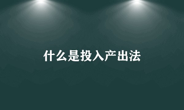 什么是投入产出法