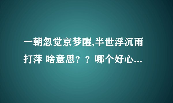 一朝忽觉京梦醒,半世浮沉雨打萍 啥意思？？哪个好心人帮忙解答一下