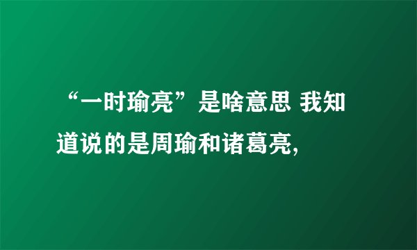 “一时瑜亮”是啥意思 我知道说的是周瑜和诸葛亮,