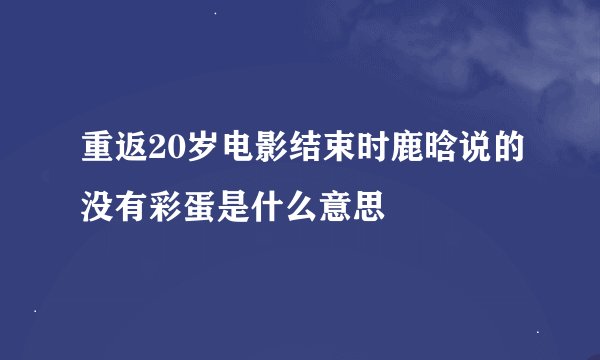 重返20岁电影结束时鹿晗说的没有彩蛋是什么意思
