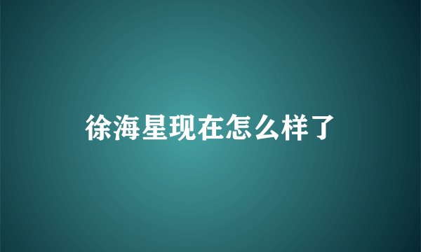 徐海星现在怎么样了