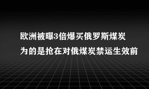 欧洲被曝3倍爆买俄罗斯煤炭 为的是抢在对俄煤炭禁运生效前