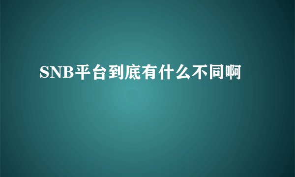 SNB平台到底有什么不同啊