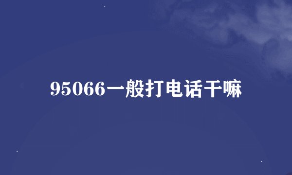 95066一般打电话干嘛
