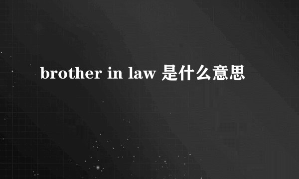 brother in law 是什么意思