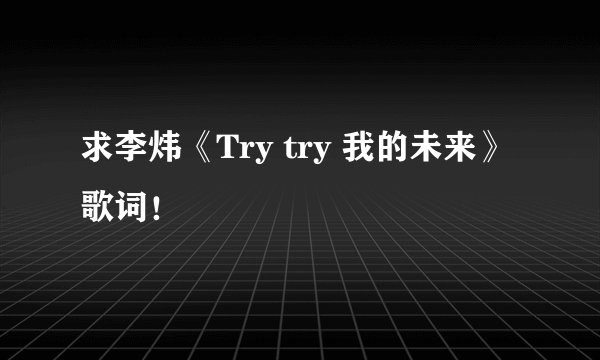 求李炜《Try try 我的未来》歌词！