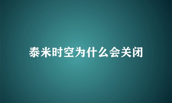 泰米时空为什么会关闭