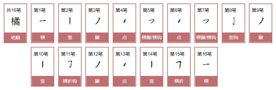 橘笔顺笔画
