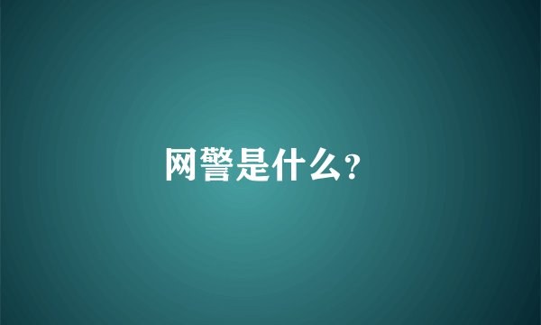 网警是什么？