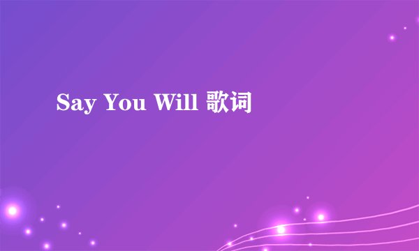 Say You Will 歌词
