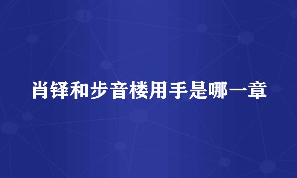 肖铎和步音楼用手是哪一章