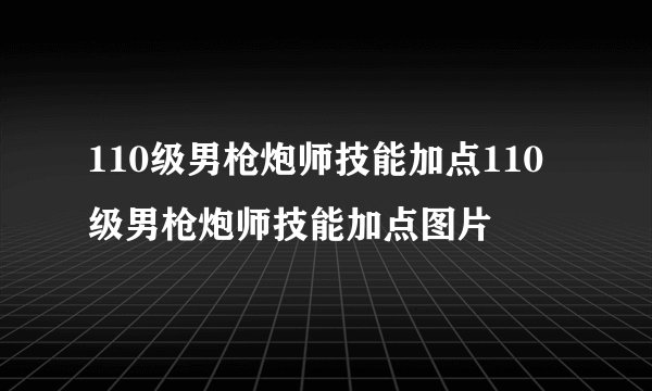 110级男枪炮师技能加点110级男枪炮师技能加点图片