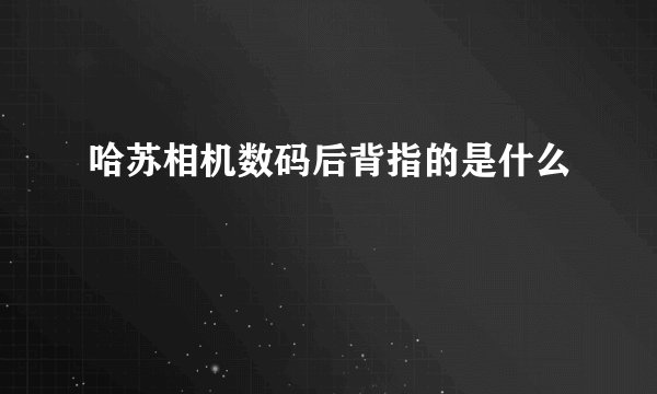 哈苏相机数码后背指的是什么