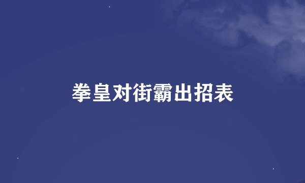 拳皇对街霸出招表