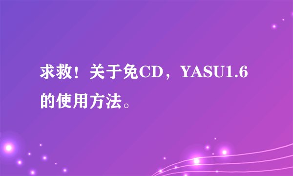 求救！关于免CD，YASU1.6的使用方法。