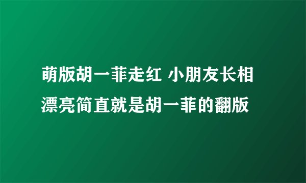 萌版胡一菲走红 小朋友长相漂亮简直就是胡一菲的翻版