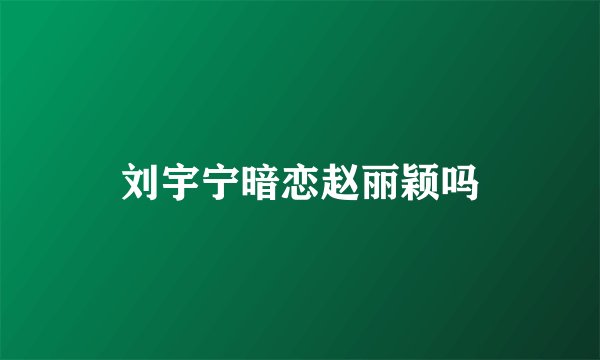 刘宇宁暗恋赵丽颖吗