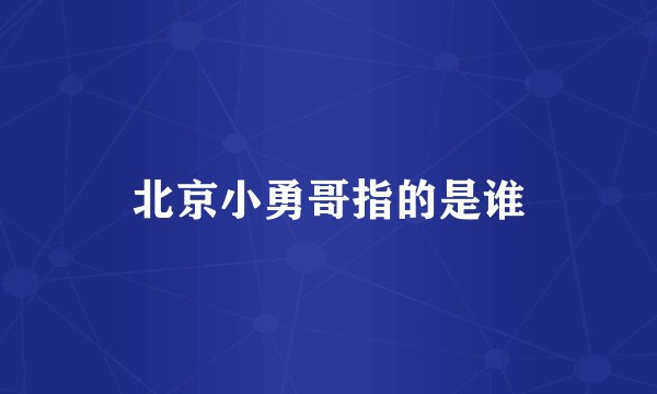 北京小勇哥指的是谁