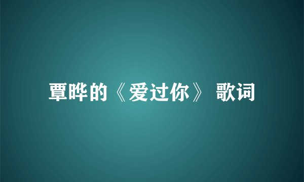 覃晔的《爱过你》 歌词
