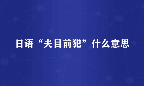 日语“夫目前犯”什么意思