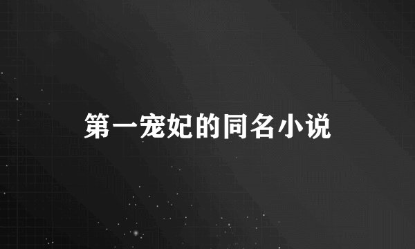 第一宠妃的同名小说