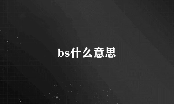 bs什么意思