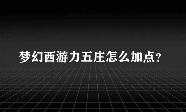 梦幻西游力五庄怎么加点？