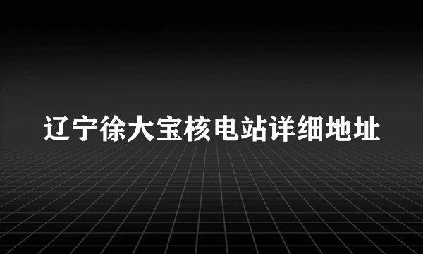 辽宁徐大宝核电站详细地址