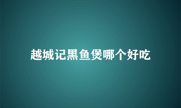 越城记黑鱼煲哪个好吃