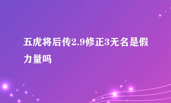 五虎将后传2.9修正3无名是假力量吗