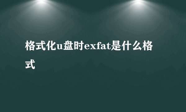 格式化u盘时exfat是什么格式