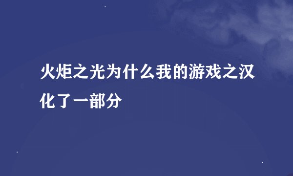 火炬之光为什么我的游戏之汉化了一部分