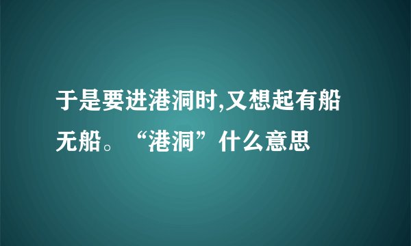 于是要进港洞时,又想起有船无船。“港洞”什么意思