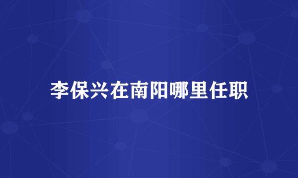 李保兴在南阳哪里任职