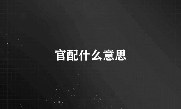 官配什么意思