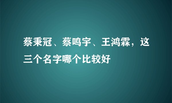 蔡秉冠、蔡鸣宇、王鸿霖，这三个名字哪个比较好