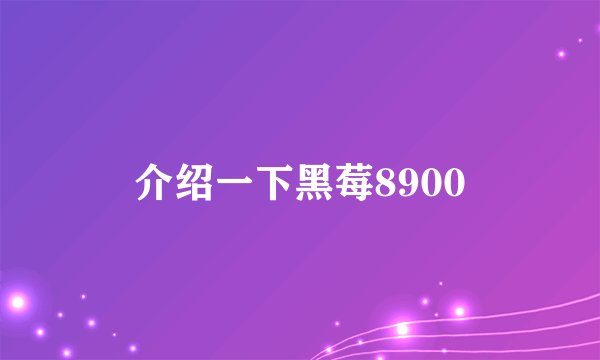 介绍一下黑莓8900