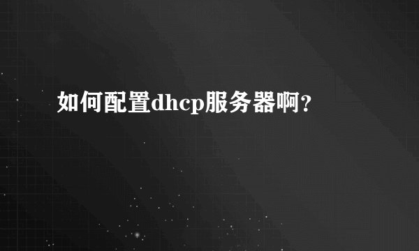 如何配置dhcp服务器啊？