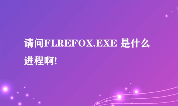 请问FLREFOX.EXE 是什么进程啊!