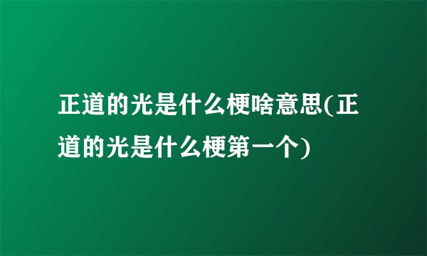 正道的光是什么梗啥意思(正道的光是什么梗第一个)