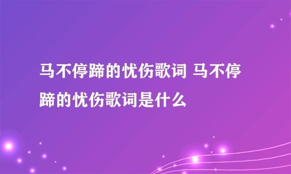 马不停蹄的忧伤歌词 马不停蹄的忧伤歌词是什么