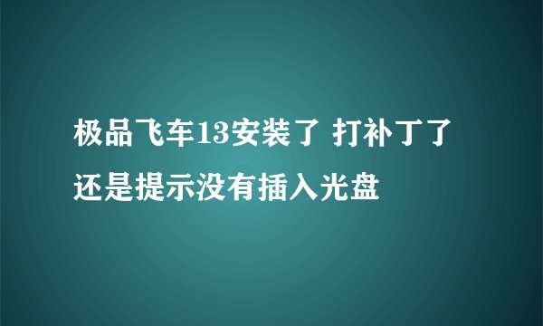 极品飞车13安装了 打补丁了 还是提示没有插入光盘
