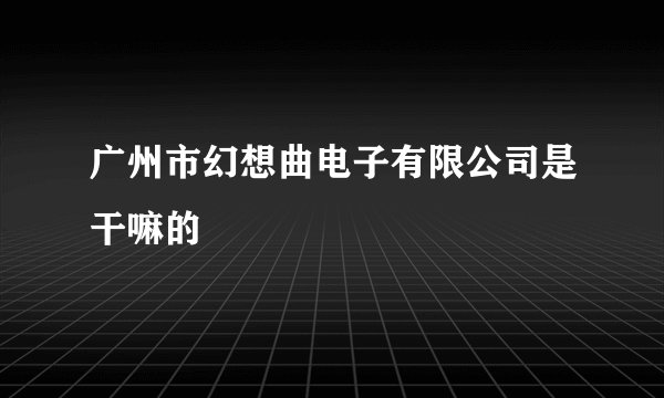 广州市幻想曲电子有限公司是干嘛的