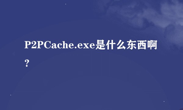 P2PCache.exe是什么东西啊?
